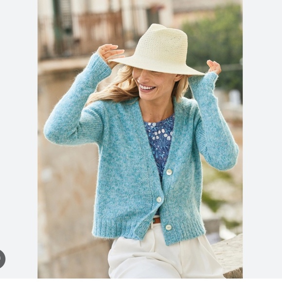 Peruvian Connection Thea Cardigan Sweater Baby Alpaca Blend Cream Oatmeal Size M - Picture 8 of 8